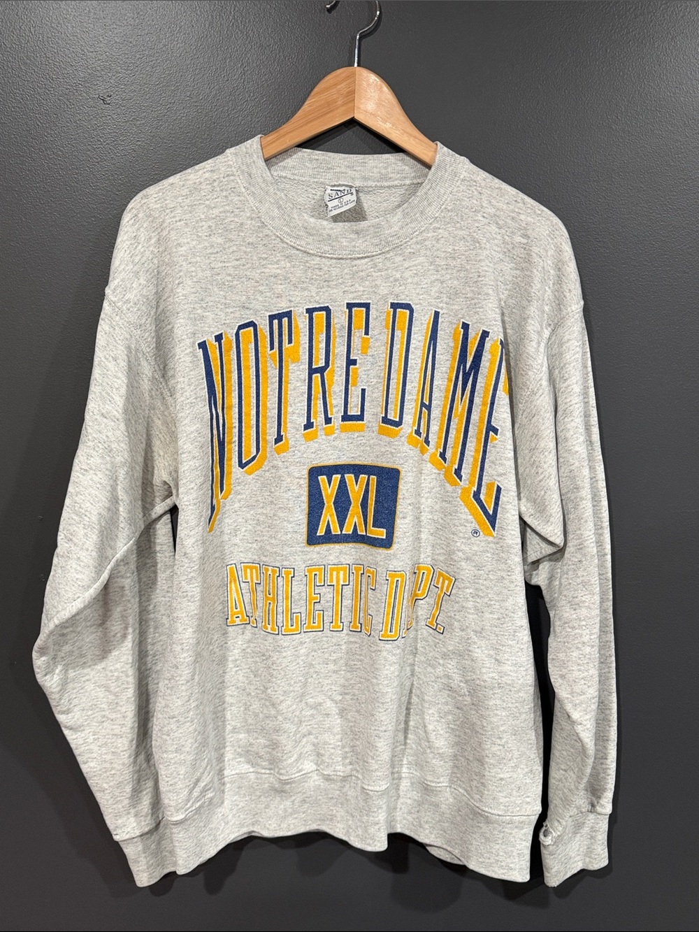 Notre Dame Gray Crewneck Sweatshirt Galt Sand Large Vintage